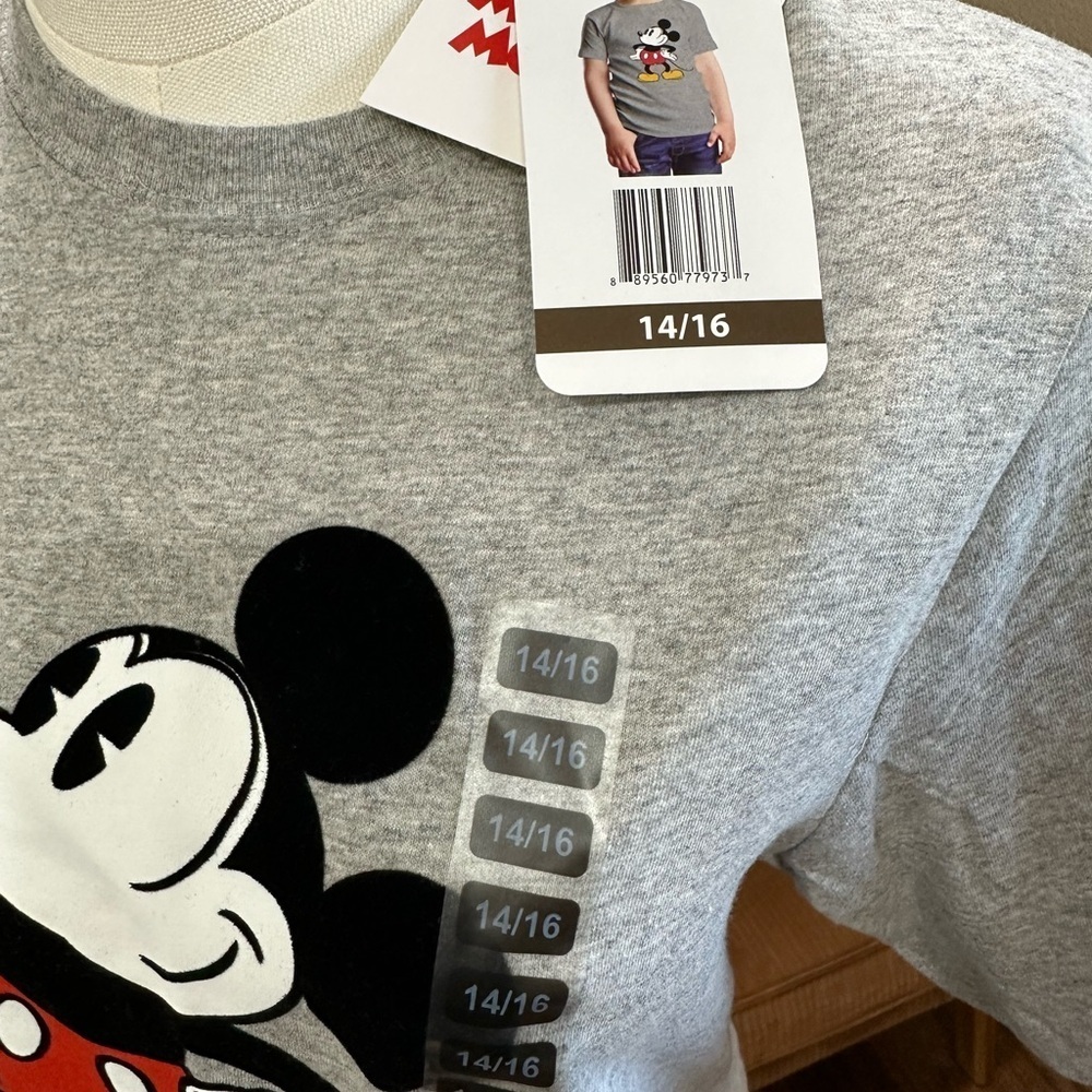 Disney Gray Mickey Mouse T-Shirt Youth 14/16 - Picture 3 of 4